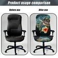 thumbnail image 4 of FKELYI Retro Hibiscus Floral Turtle Print Office Chair Cover for Home Computer Chair Covers Dust-Proof Removable Rotating Chair Slipcover for Swivel Boss Chair Office Decoration, Small, 4 of 6