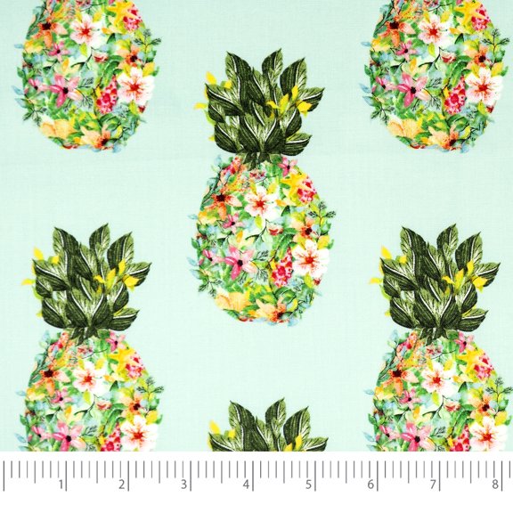 Singer Fabrics, 100% Cotton Print, Craft Quilting, 44 Inch, Pineapple Floral by Denise Palmer, 5 Yard Precut