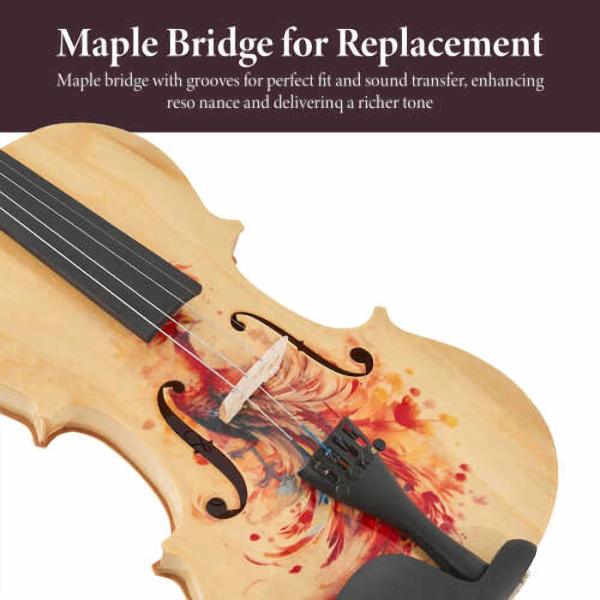 4/4 Full-Size Violin - Professional Sound Durable Tonewood Complete Accessories Unique Gift for Musicians Wood + Wood_1