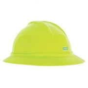 MSA 454-10168461 V-Gard 500 Hat with 6-Point Fas-Trac III Suspension Hi-Viz Vented, Yellow & Green