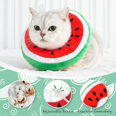 Adjustable Cat Cone Collar Soft, Cute Cats Recovery Collar, Cones After Surgery for Kittens Watermelon Small