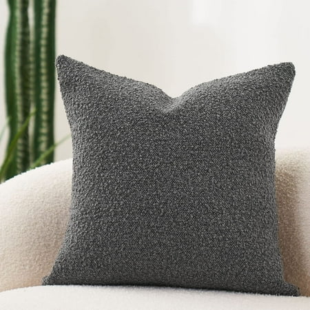 

Luxury Decorative Throw Pillow Cover 16x16 inch Textured Boucle Square Sofa Couch Pillow for Living Room Woven Accent Cushion Case 1PC Graphite Grey
