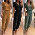 thumbnail image 3 of Nouveau Ensemble Deux Pièces Mode Décontractée pour Femmes, Pantalon à Manches Courtes Imprimé Col en V, 3 of 3