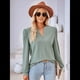 thumbnail image 5 of Blusas para Mujer, Elegantes, Informales, con Cuello en V, Larga, Blusas para Mujer con Mangas Abullonadas Gris Verde M, 5 of 10