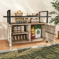thumbnail image 2 of Dextrus Large Outdoor Storage Cabinet, 70 Gallon Outdoor Storage Cart with Movable Wheels & Black Glass Table Top,for Patio Garden,Light Brown, 2 of 10