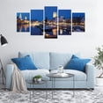thumbnail image 4 of Cityscape 5 Panels Acrylic Glass Wall Art, Zurich Night Scenery Swiss Scenery Historic Town Switzerland Picture, Accent for Living Room, Bedroom, Dorm, 60" x 30", Cobalt Blue and Cream, by Ambesonne, 4 of 5