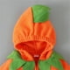 thumbnail image 4 of Lindo conjunto de disfraz de calabaza para Halloween para bebé, mono con capucha y pantalones a rayas para bebés y niños pequeños, 4 of 5