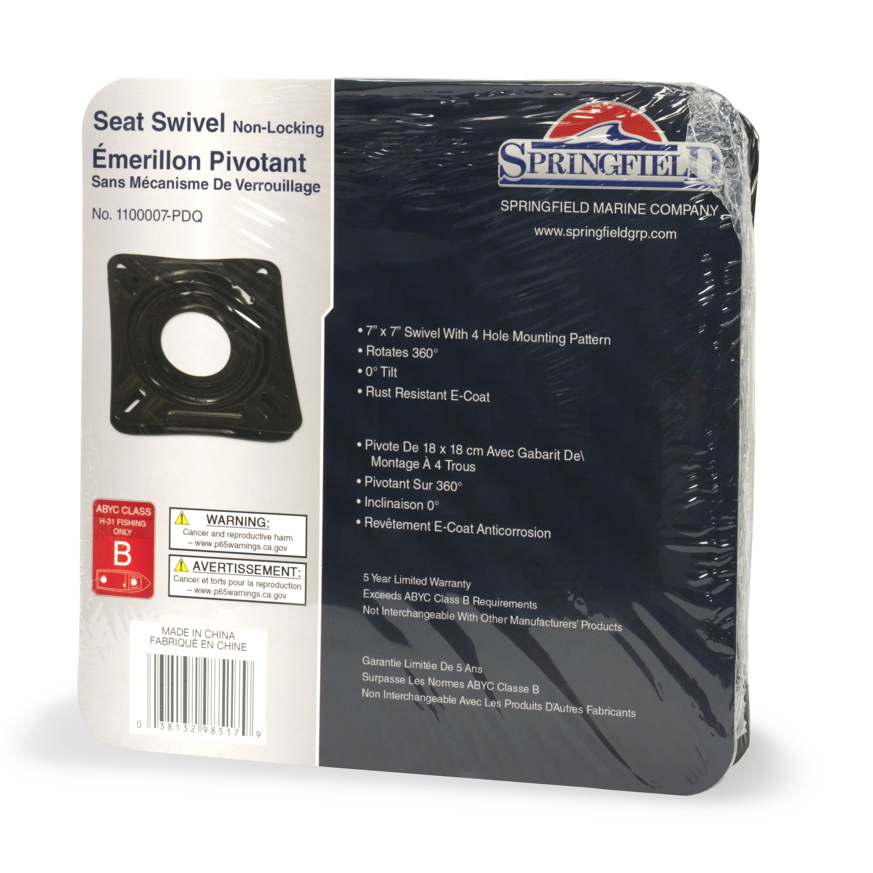 (2 pack) Springfield Marine Non-Locking Swivel for Boat Seats - Four Hole Mounting Pattern - 6.75"