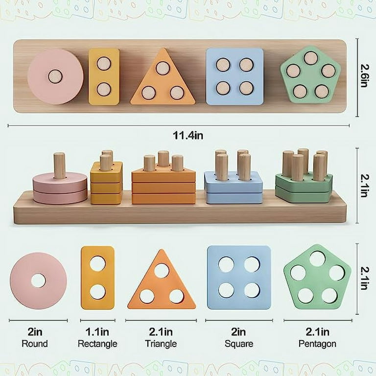 Montessori Toys For 1- 3 Year Old Boys Girls-wooden Sorting & Stacking Toys  For Baby Toddlers,educational Shape Color Sorter Preschool Kids Gifts  Christmas 、halloween 、thanksgiving Gifts, Today's Best Daily Deals