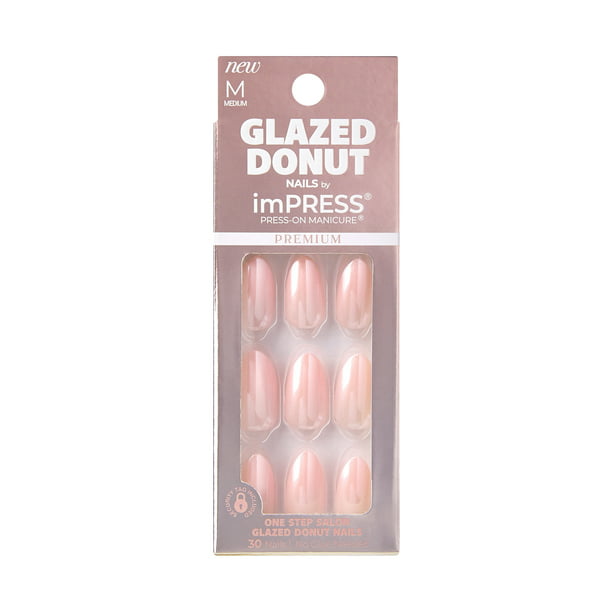 KISS imPRESS Glazed Donut Press-On Nails, Pink, Medium Length, Almond ...