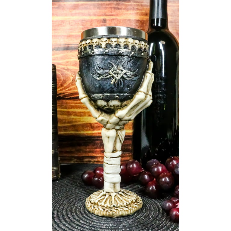 Two - Black tinted wine glass, Hand Engraved, Skeleton Wine Glasses,  Skeleton Champagne Glasses