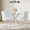 Table+4White Chairs(001S), variant on StnTalk 39″ Round Glass Dining Table Set for 4 with Black Faux Leather Chairs, Modern Tempered Glass Kitchen & Dining Room Table with Chrome Metal Base and Upholstered Seating