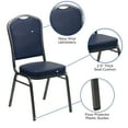 thumbnail image 3 of Emma + Oliver 4 Pack Crown Back Stacking Banquet Chair in Navy Vinyl - Silver Vein Frame, 3 of 12