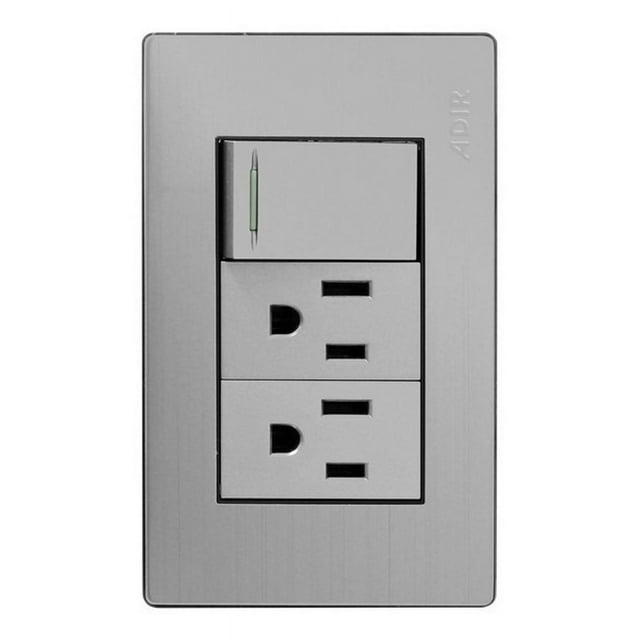 Placa Acero Inoxidable Con 1 Apagador 2 Contactos ADIR 4676 negro