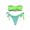 thumbnail image 2 of Qiylii Women Bikini Set, Contrast Color Rhinestone Strapless Bra with Low Waist Briefs Bathing Swimsuit, 2 of 5