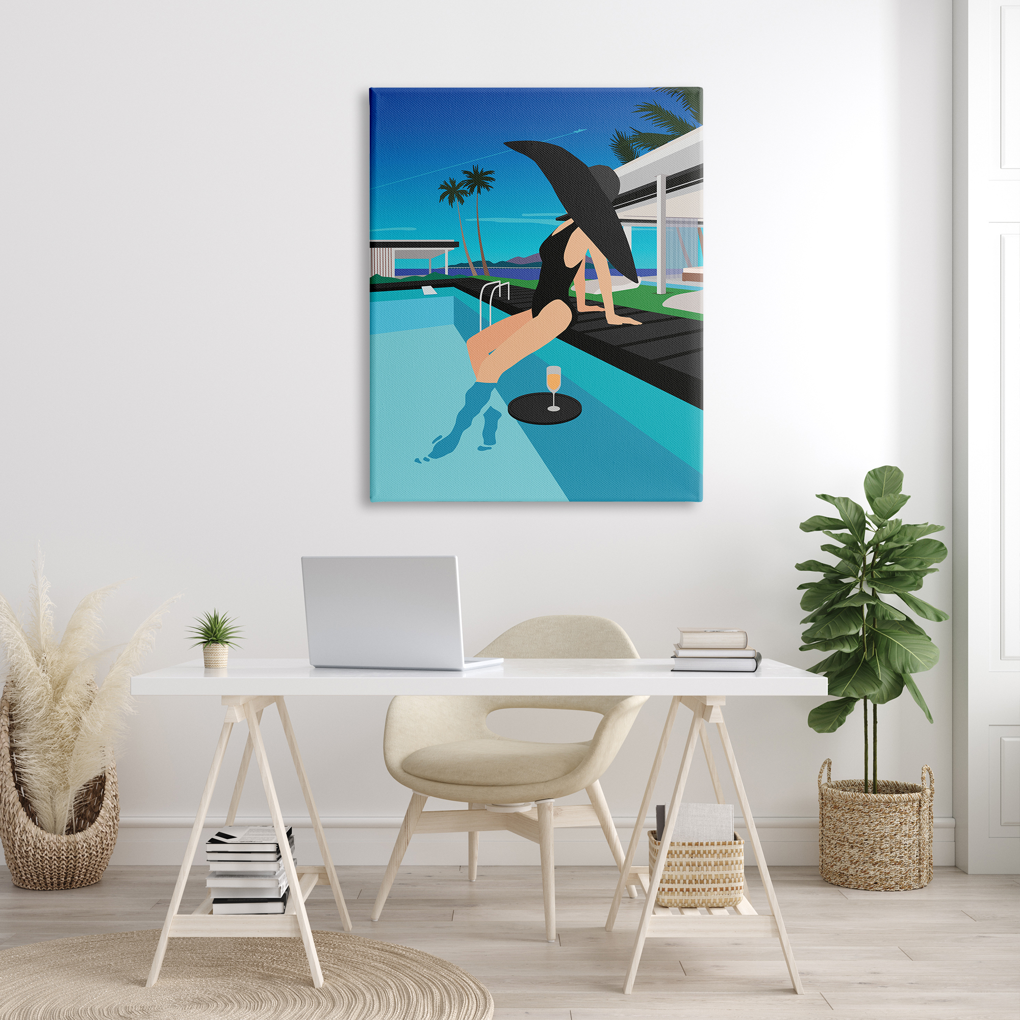 Stupell Industries Glam Fashion Relaxing Poolside Floating Drink Tray, 36 x 48, Designed by Ziwei Li