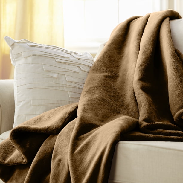 Sunbeam Heated Electric Microplush Throw Blanket 60 X 50 Tan Walmart Com Walmart Com