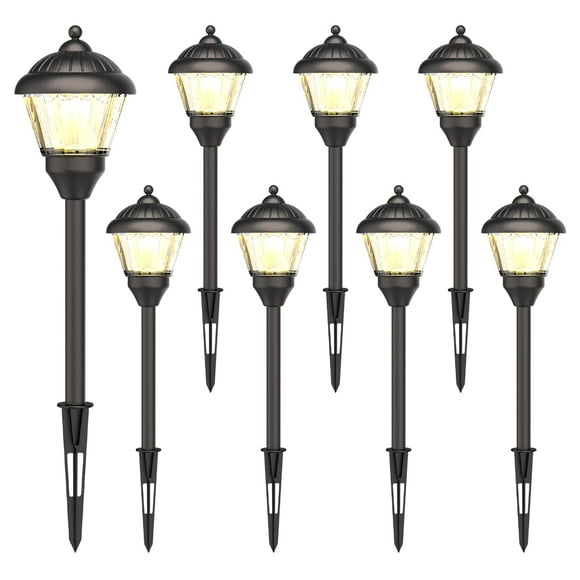 GOODSMANN Lumières de Chemin 1.5W LED 8PK Kits d'Éclairage Paysager Basse Tension Extérieur 100Lumen Guirlandes Câblées 3000K Métal Blanc Chaud 12V Bronze Trottoir Électrique avec Connecteur de Câble