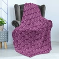 thumbnail image 4 of Victorian Soft Flannel Fleece Blanket, Cheery Toned Damask Motif Flower Scrolling Branches and Leaves Rococo, Cozy Plush for Indoor and Outdoor Use, 70" x 90", Purple and Baby Pink, by Ambesonne, 4 of 5