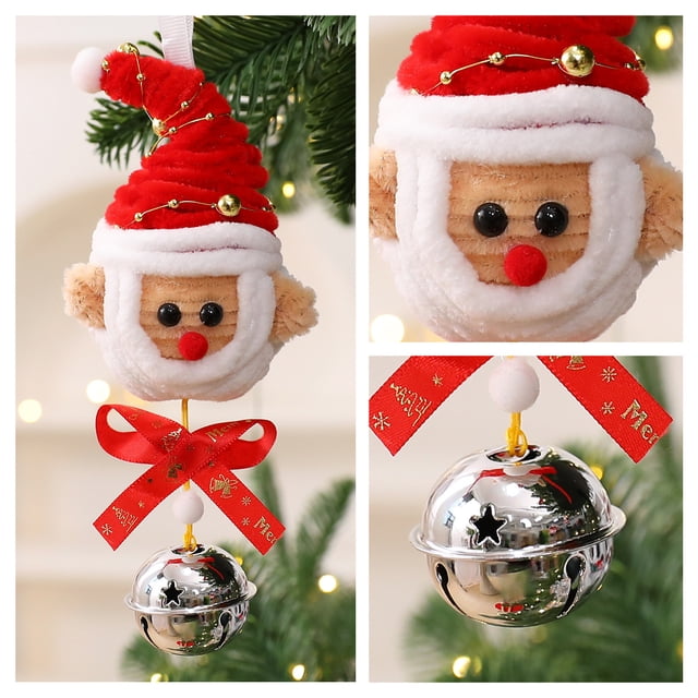 Adorno navideño colgante de Papá Noel | Decoración para árbol de Navidad con campanas | Detalle festivo para pared o puerta |