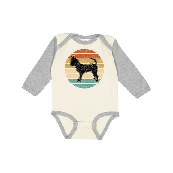 Inktastic Chihuahua Dog Retro Sunset Boys or Girls Long Sleeve Baby Bodysuit