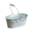 thumbnail image 1 of Retro Wrought Iron Hanging Flower Bucket - Iron, Silver, Embossed Flower Patterns, For Dried/Fresh Flowers/Potted Plants, 1X Bucket, 1 of 4