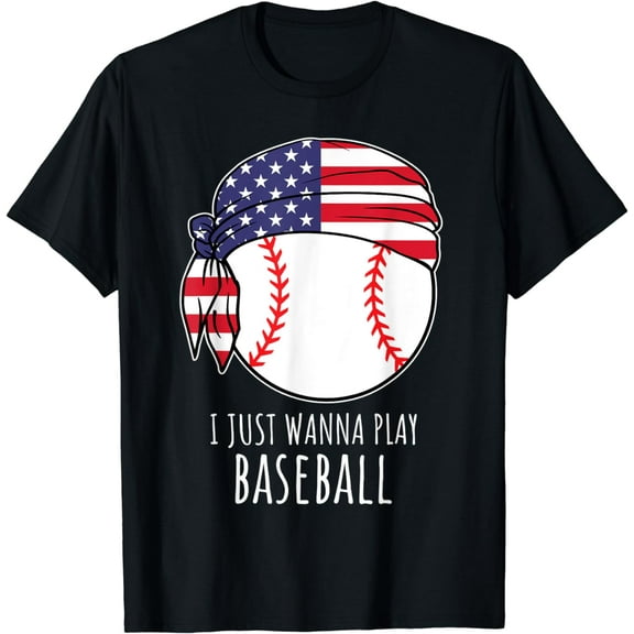 Boys Baseball Shirts for Men | I Just Wanna Play Baseball T-Shirt