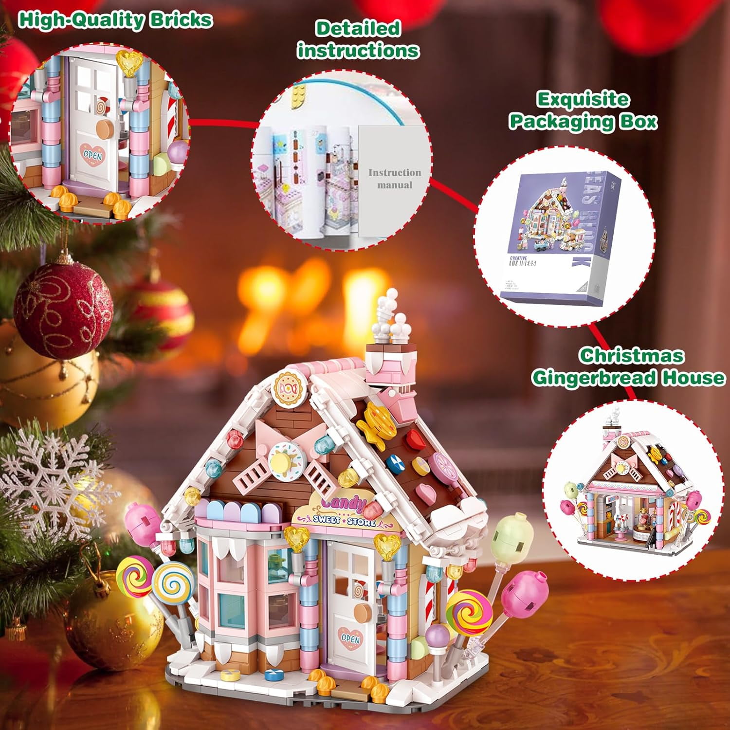 NAYIHOOP Gingerbread House Candy Store Building Sets for Girls Not