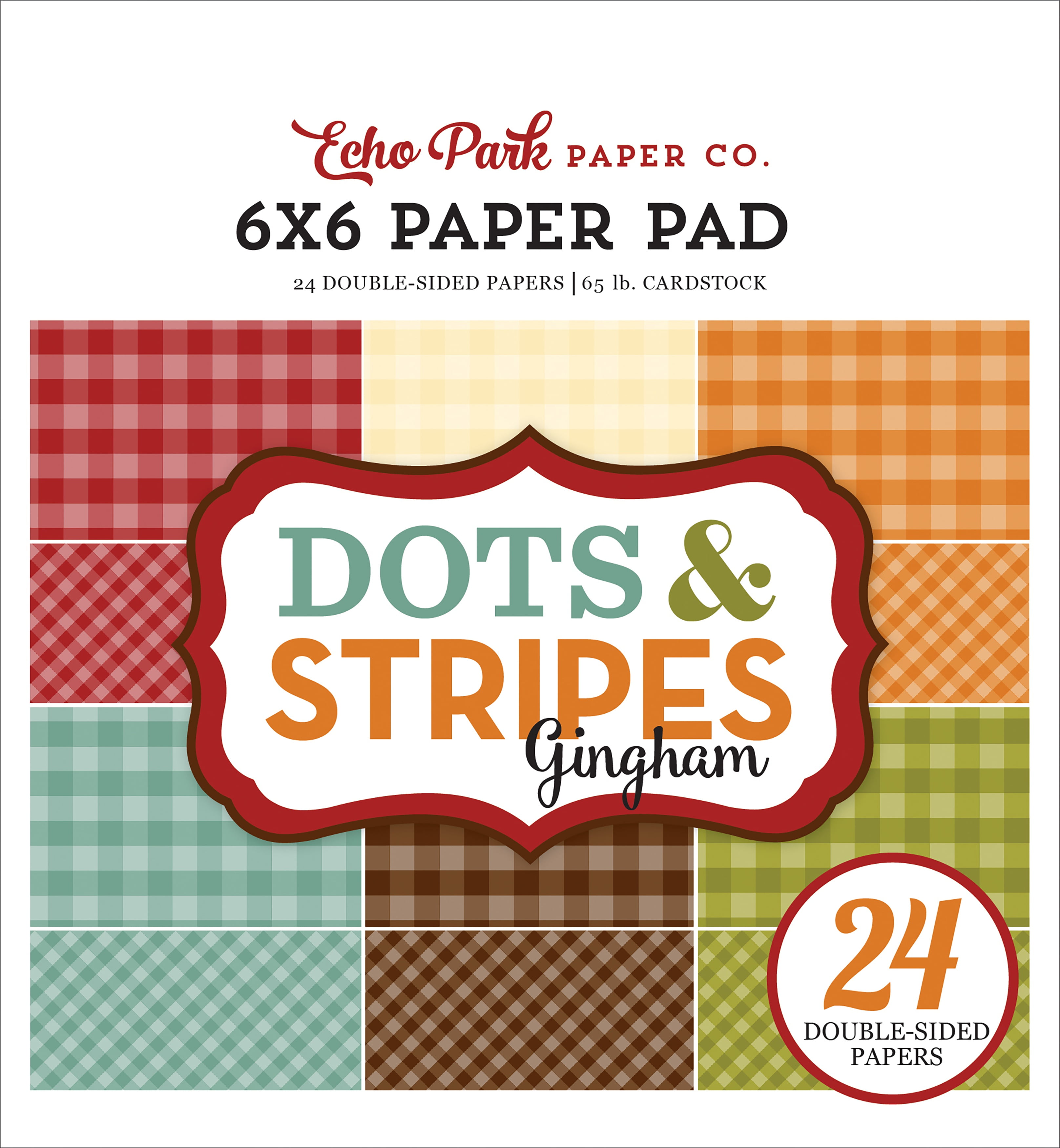 6 Colors//4 Each Echo Park Double-sided Paper Pad 6/"x6/" 24//pkg-autumn Gingham