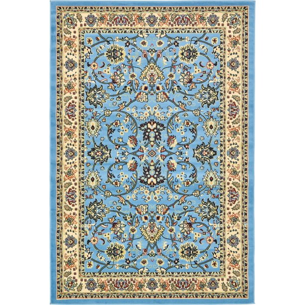 Unique Loom Sialk Hill Collection Oriental Traditional Area Rugs, Blue