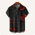 thumbnail image 4 of COSFO Valentine's Day Mens Button Down Short Sleeve Shirt Graphic Tops Vacation with Pocket Loose Fit Collared Mens Shirts, 4 of 4