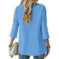 thumbnail image 4 of Yigetop Blazers for Women Business Casual, Ladies' Button Down Solid Color Cardigan Small Suit with Pockets and Three Quarter Sleeves 3/4 Sleeve Blazer for Women Light Blue S, 4 of 6