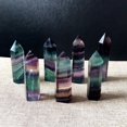 thumbnail image 2 of Natural Fluorite Self Standing Healing Crystal Point Wand Faceted Prism Wand Carved Reiki Stone Figurine, 2 of 6