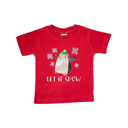 

Inktastic Let It Snow Cute Penguin in Green Hat with Snowflakes Gift Baby Boy or Baby Girl T-Shirt