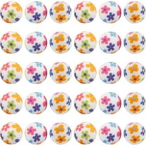 30pcs Round with Flower Pattern Silicone Focal Beads Round Colorful 15mm Hole: 2mm 30pcs/box
