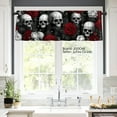 thumbnail image 3 of JOOCAR Gothic Skulls and Roses Polyester Window Valance Curtain for Home Kitchen Living Room Bedroom Bathroom Decor 54x18 inch, 3 of 5