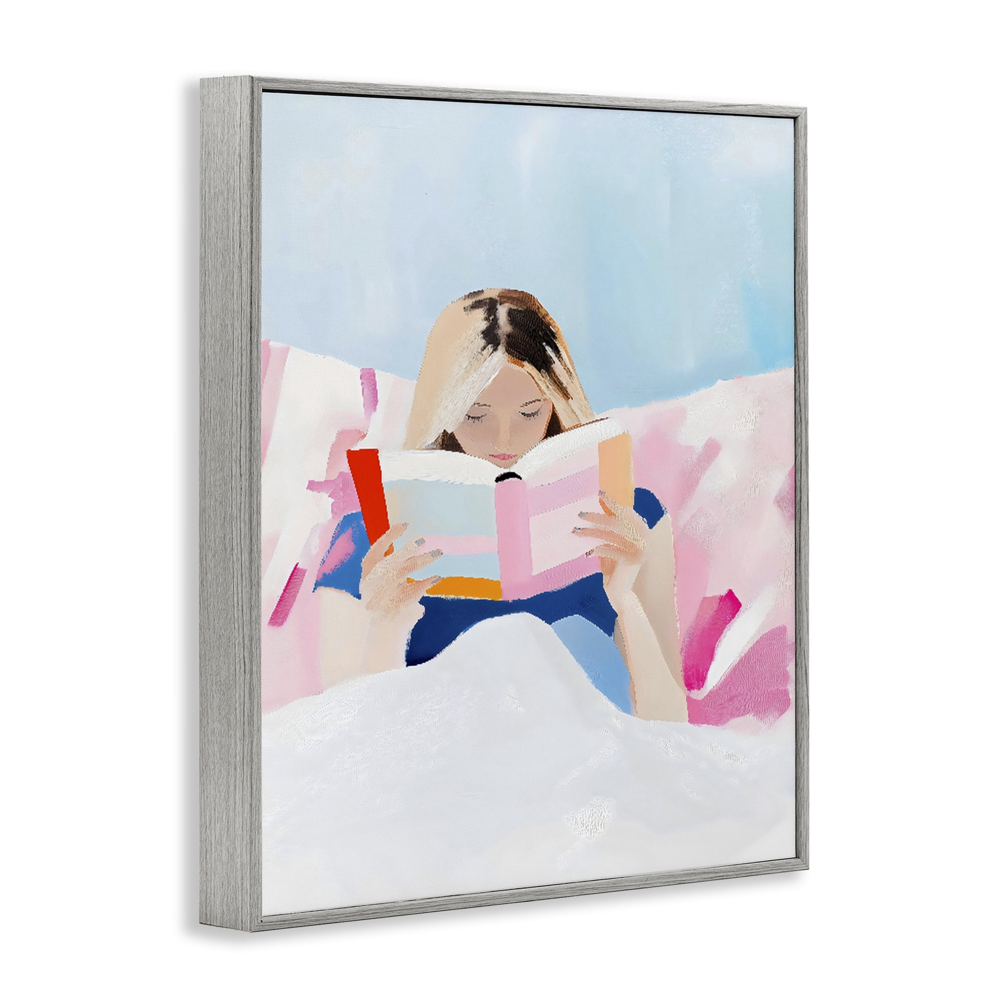 Stupell Industries Cozy Reading In Bed Gray Framed Giclee Art, design by The Prints Vibe