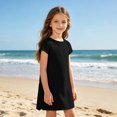 thumbnail image 4 of Grblisyd Dresses for Girls Kids Casual Crewneck Loose Short Sleeve Dress Solid Color Midi Dress 10-12 Years, 4 of 6