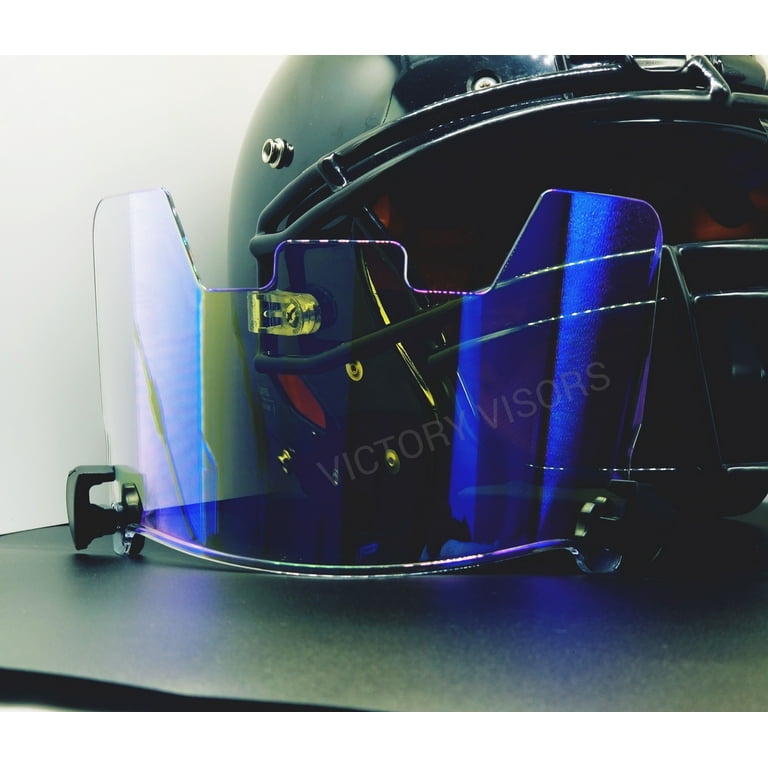 Chrome Blue Football Visor for Riddell, Xenith and Schutt Helmets