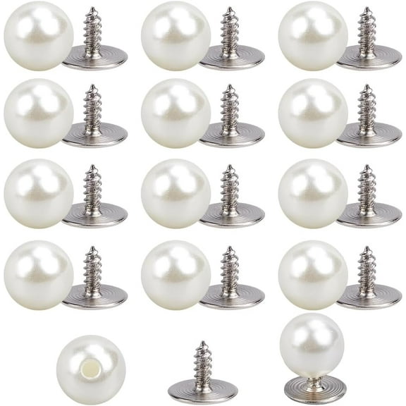 1 Box 150 Sets 8mm No-sew Pearl Buttons Removable Button Pins Detachable Reusable Adjustable Artificial Pearl Fixed Brooches DIY Sweater Buttons for Clothes Dress Shirt Cardigan Shawl Decor