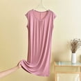thumbnail image 2 of Asxite Plus Size Womens Pajamas Solid Sleeveless Round Neck Loose Breathable Casual Loungewear Nightgown, 2 of 7