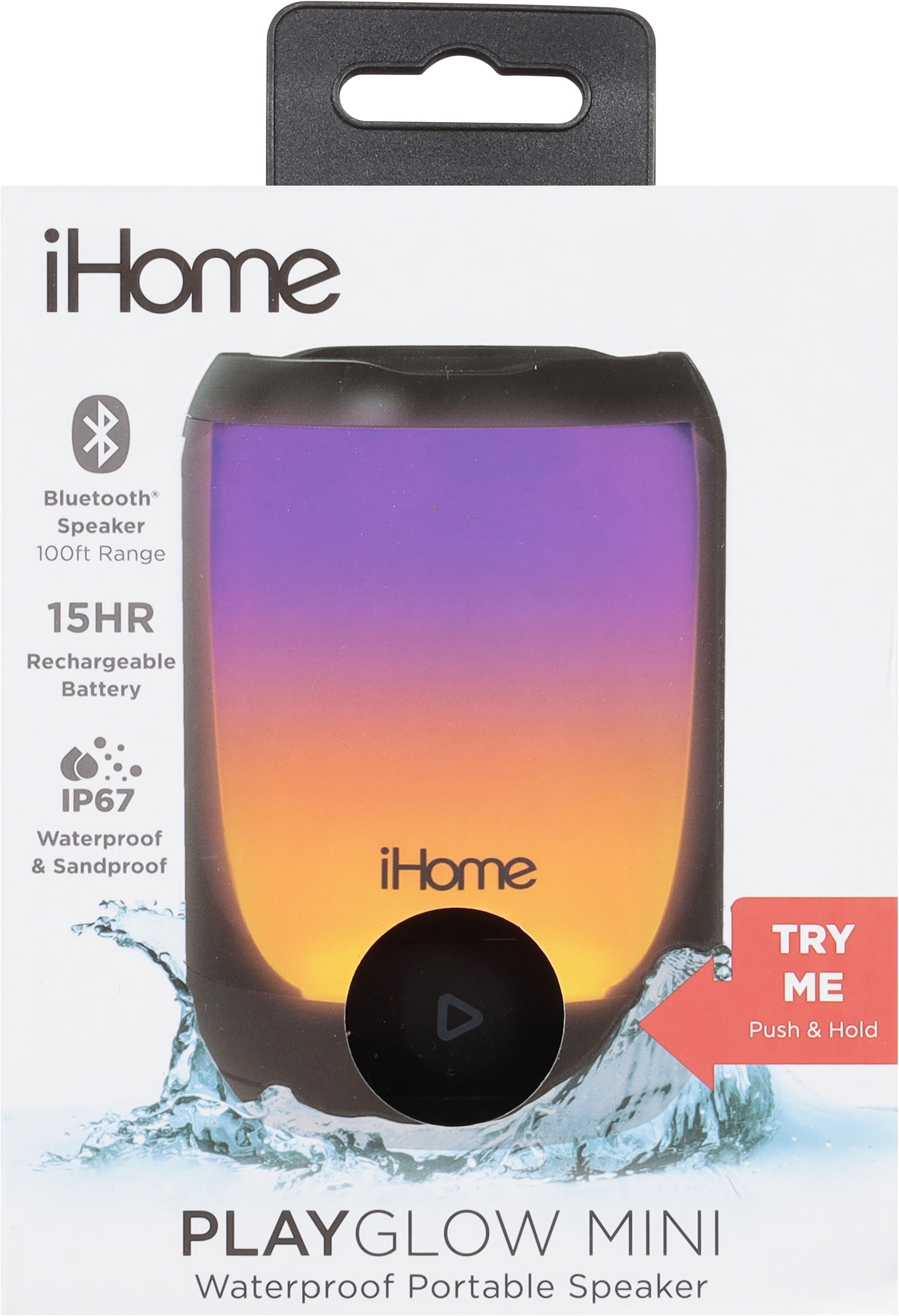 iHome Rechargeable Color Changing Waterproof Bluetooth Play Glow Mini