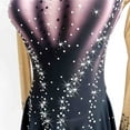 thumbnail image 4 of LIUHUO Custom Black Spandex Ice Skating Dresses Women Girls High Elasticity Pink Chest Accents Long Sleeves Diamond Embellishments, 4 of 8