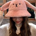 thumbnail image 4 of Birdeem Women's Cute Rabbit Ear Hat Plush Thickened Warm Fashion Bucket Hat, 4 of 12