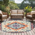 thumbnail image 5 of Boho Orange Blue Large Area Rugs for Bedroom Living Room, Soft Non Slip Carpet Bedside Rug, Ethnic Vintage Boho Geometric Art Round Floor Cover Kitchen Accent Rug 6' for Dining Room/Office, 5 of 9
