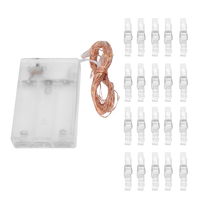 Clip de foto desmontable, adornos de lámpara LED, cadena de luces, decoración colgante para fiesta y Festival, 20LED, 20Clips