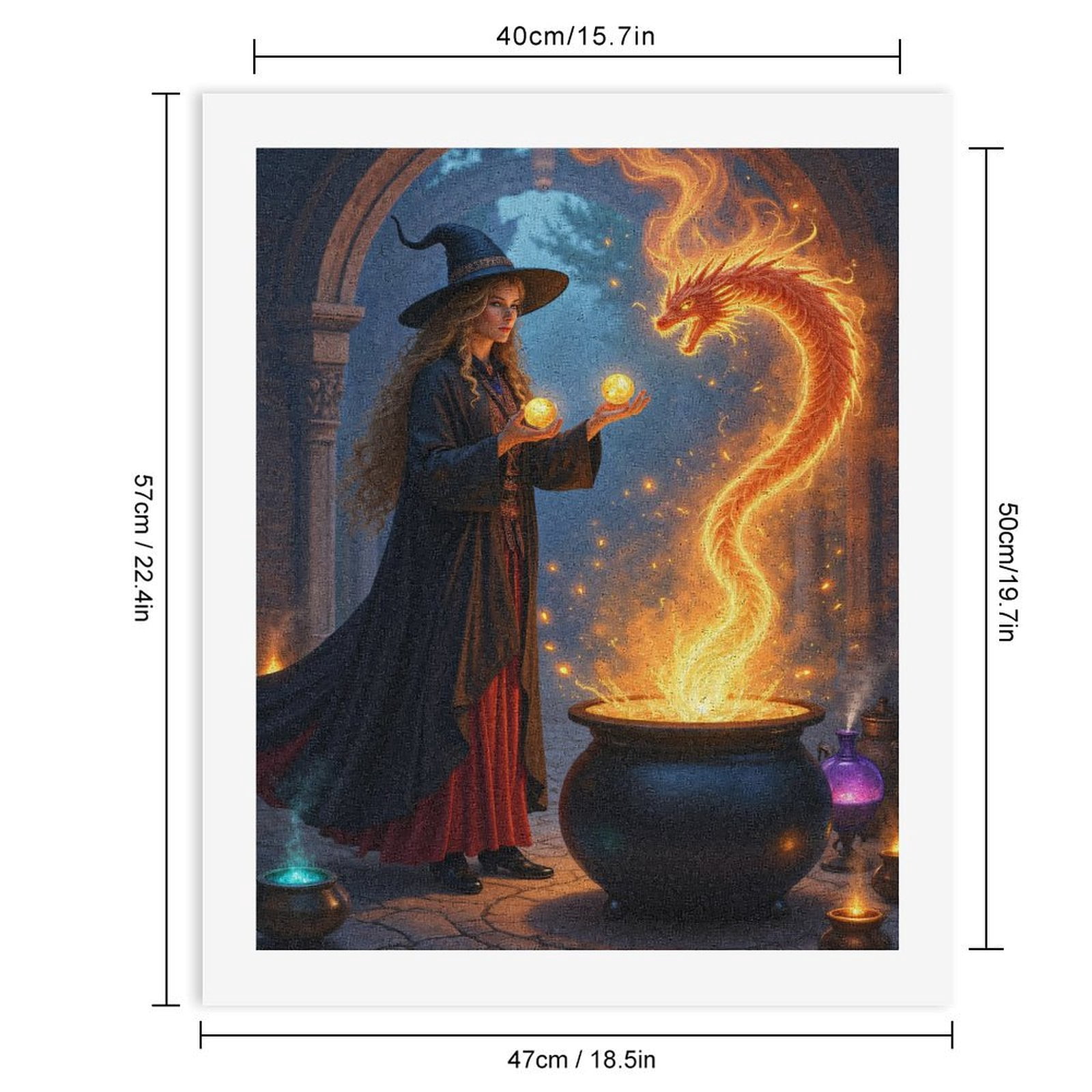 Paint by Numbers Kit for Adults, Witch Cauldron Fire Dragon Paint by Numbers, Easy Paint by Numbers Kit for Adults Beginner, DIY Adult Paint by Number Kits on Canvas, Home Decor