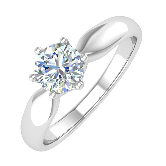1/2 Carat 6-Prong Set Diamond Solitaire Engagement Ring in 14K White Gold (Ring Size 7.5)
