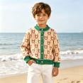 thumbnail image 6 of Kids Boys Knit Cardigan Sweater Button Front Crew Neck Beige Bear Print,Size 5-6 T, 6 of 8