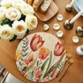thumbnail image 2 of Burnt Orange Spring Floral Round 13 Inch Placemats Set of 4, Summer Botanical Tulip Vintage HeatResistant Non Slip Place Mats for Dining Table, Wipeable Braided Kitchen Table Mats for Housewarming, 2 of 9
